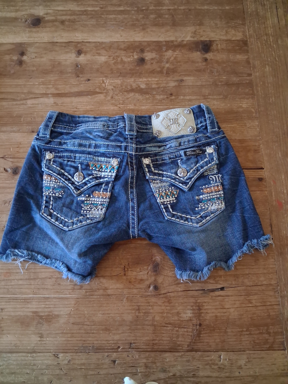 Miss Me Dark Blue Embellished Denim Cutoff Shorts
